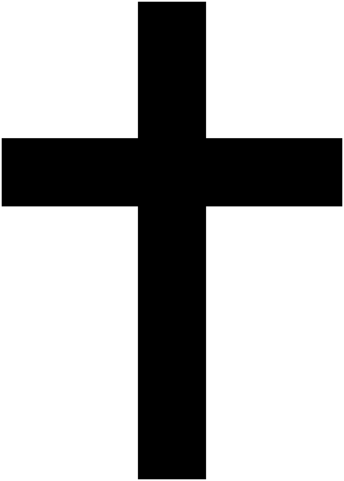 Two black rectangular line segments intersecting, one horizontal, one vertical; the intersection is at the center of the horizontal segment and roughly a third from the top of the vertical segment