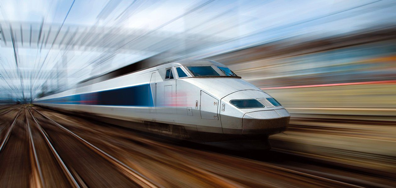 Train traveling at high speed